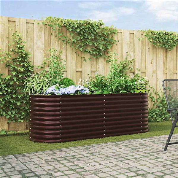 Grote foto vidaxl verhoogd bed bruin 240 x 80 x 81 cm staal tuin en terras overige tuin en terras