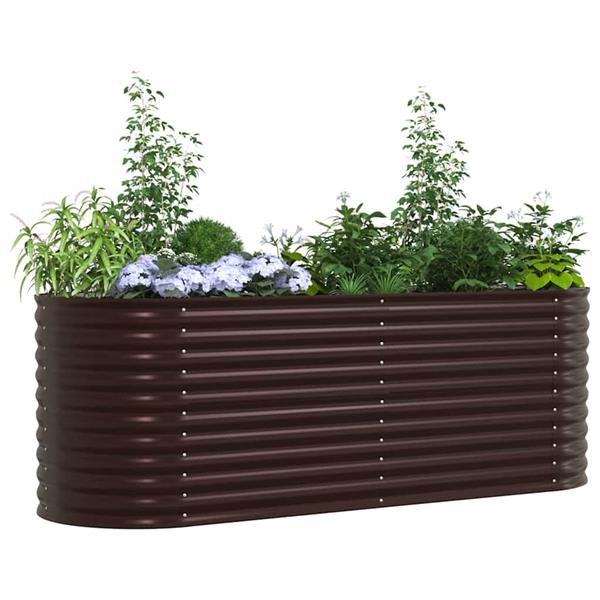 Grote foto vidaxl verhoogd bed bruin 240 x 80 x 81 cm staal tuin en terras overige tuin en terras