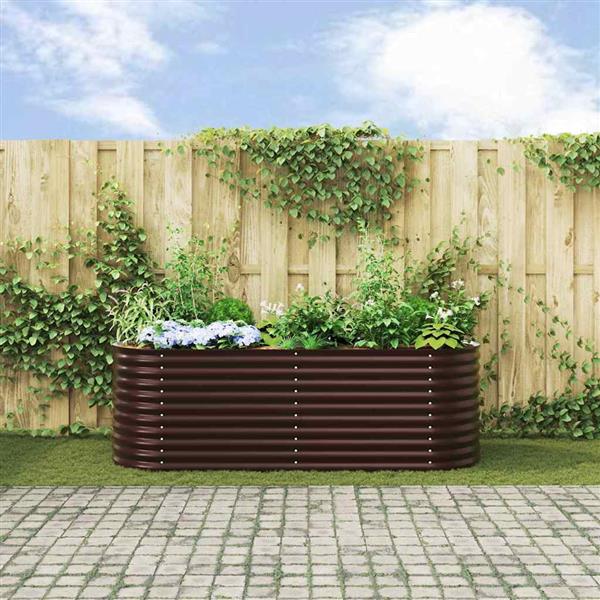 Grote foto vidaxl verhoogd bed bruin 240 x 80 x 81 cm staal tuin en terras overige tuin en terras