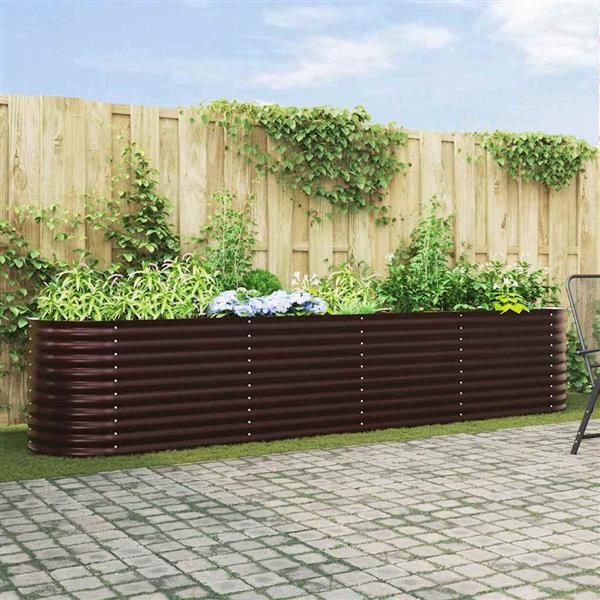 Grote foto vidaxl verhoogd bed bruin 400 x 80 x 81 cm staal tuin en terras overige tuin en terras