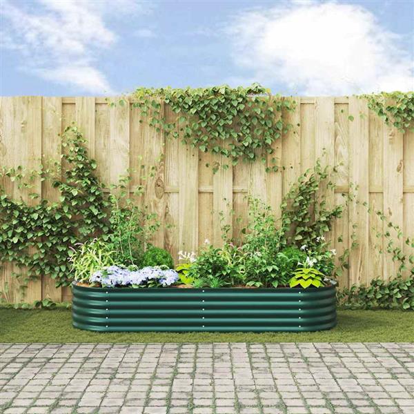 Grote foto vidaxl verhoogd bed groen 240 x 80 x 44 cm staal tuin en terras overige tuin en terras