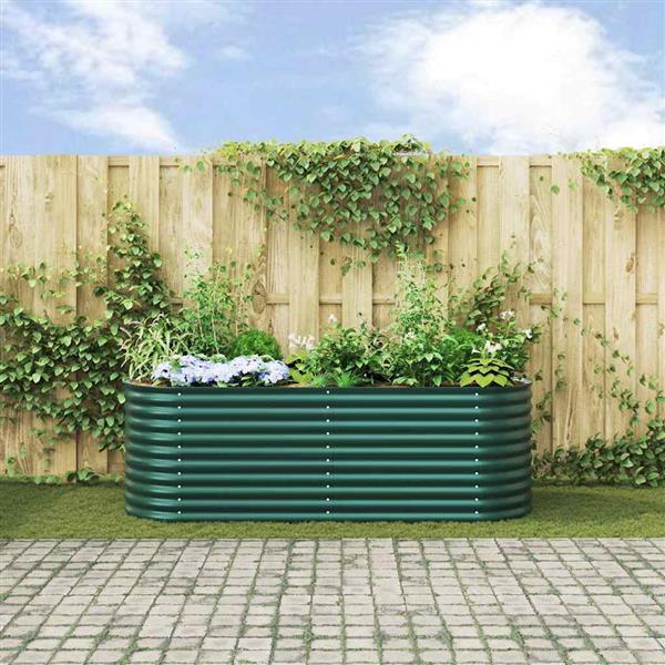 Grote foto vidaxl verhoogd bed groen 240 x 80 x 81 cm staal tuin en terras overige tuin en terras