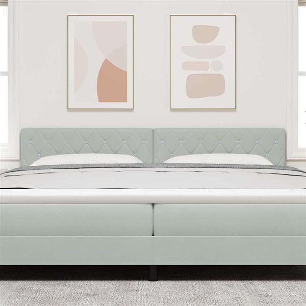 Grote foto vidaxl hoofdbord met hoofdeinde lichtgrijs 200 cm nep leer antiek en kunst stoelen en banken