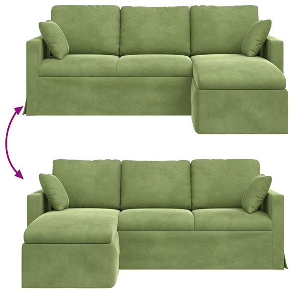 Grote foto vidaxl bank lichtgroen 198 x 134 x 80 cm fluweel huis en inrichting bankstellen