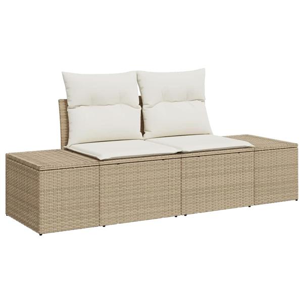 Grote foto vidaxl tuinbank met kussen beige 184 x 62 x 69 cm poly rattan tuin en terras tuinmeubelen