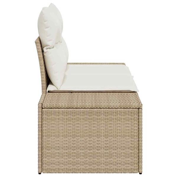 Grote foto vidaxl tuinbank met kussen beige 184 x 62 x 69 cm poly rattan tuin en terras tuinmeubelen