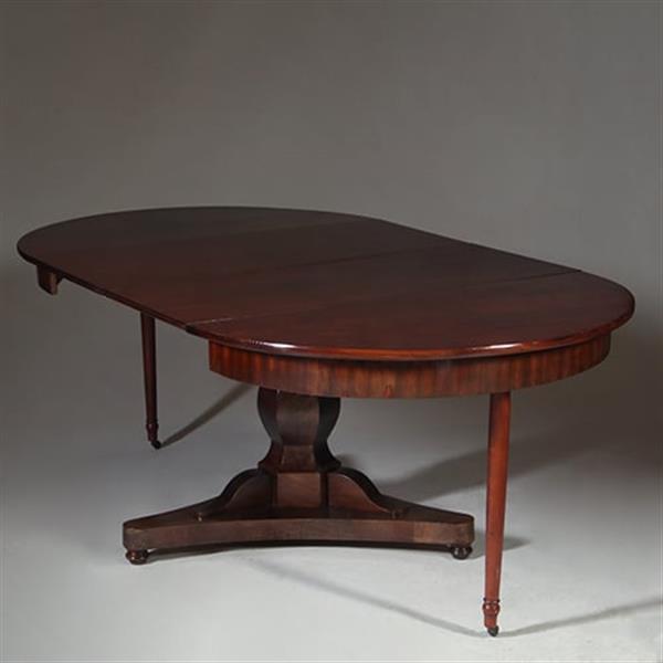 Grote foto eetkamertafel rond uitschuifbaar tot 2.16 m. op kolompoot ca 1820 no.361875 antiek en kunst stoelen en banken
