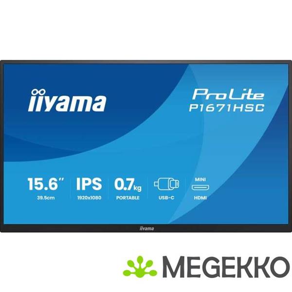 Grote foto iiyama p1671hsc b1 15 6 draagbare ips usb c monitor computers en software overige computers en software
