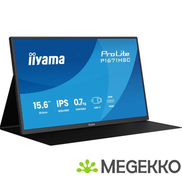 Grote foto iiyama p1671hsc b1 15 6 draagbare ips usb c monitor computers en software overige computers en software