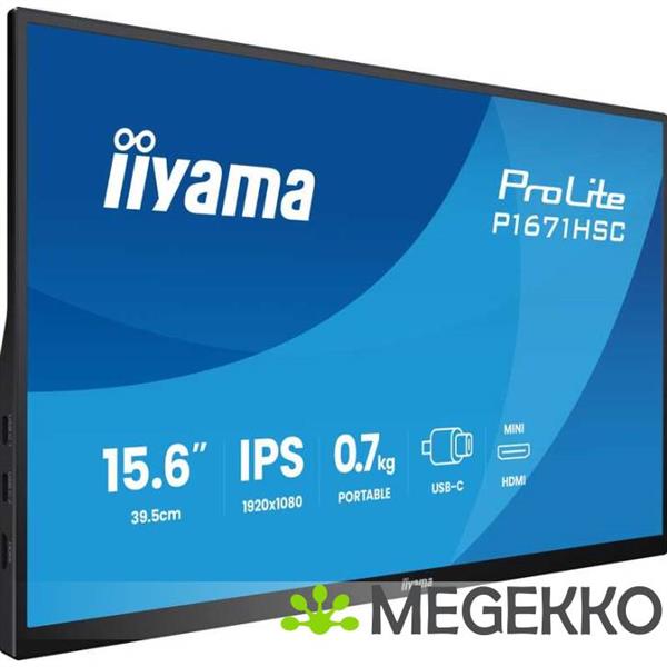 Grote foto iiyama p1671hsc b1 15 6 draagbare ips usb c monitor computers en software overige computers en software