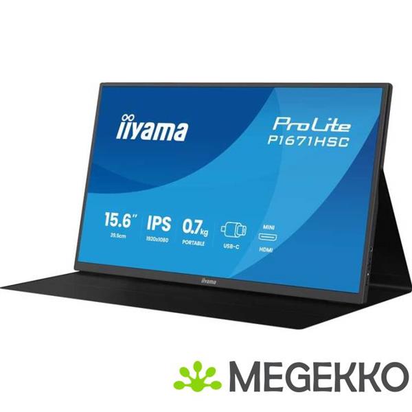 Grote foto iiyama p1671hsc b1 15 6 draagbare ips usb c monitor computers en software overige computers en software