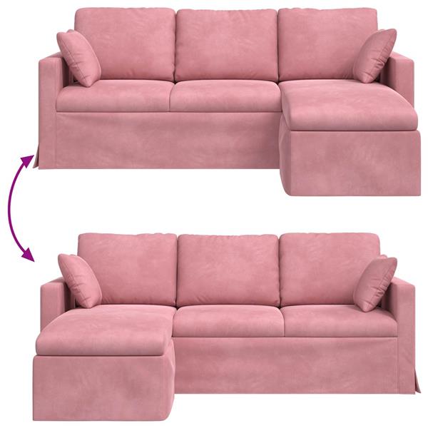 Grote foto vidaxl bank roze 198 x 134 x 80 cm fluweel huis en inrichting bankstellen