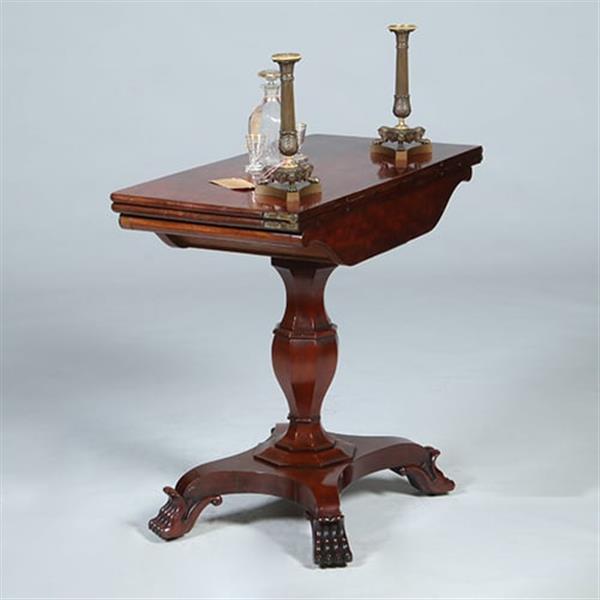 Grote foto mahonie wandtafel uitklapbaar tot vierkante theetafel of speeltafel no.311305 antiek en kunst stoelen en banken