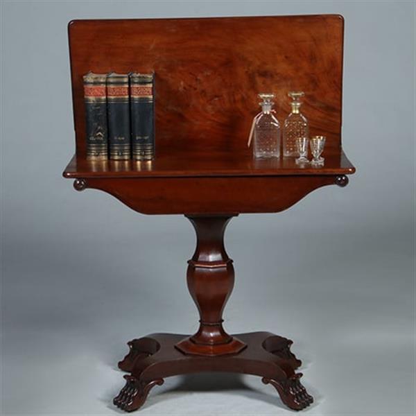 Grote foto mahonie wandtafel uitklapbaar tot vierkante theetafel of speeltafel no.311305 antiek en kunst stoelen en banken