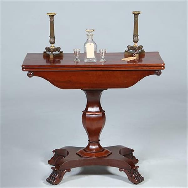 Grote foto mahonie wandtafel uitklapbaar tot vierkante theetafel of speeltafel no.311305 antiek en kunst stoelen en banken