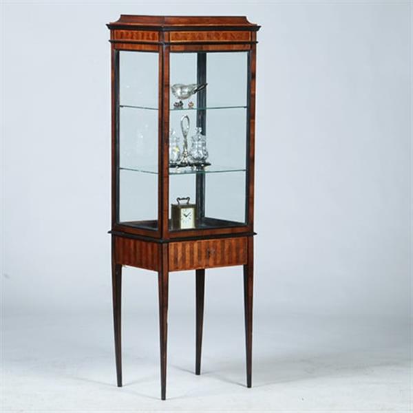 Grote foto vierkante hepplewhite vitrine met glas rondom en een unieke show lade no.360435 antiek en kunst stoelen en banken