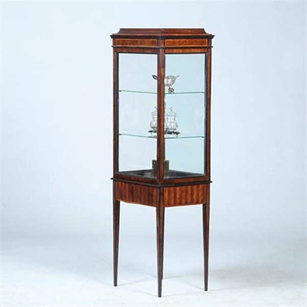 Grote foto vierkante hepplewhite vitrine met glas rondom en een unieke show lade no.360435 antiek en kunst stoelen en banken