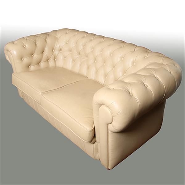 Grote foto vintage chesterfield bank 2 5 seater creme soft seat no.331537 antiek en kunst stoelen en banken