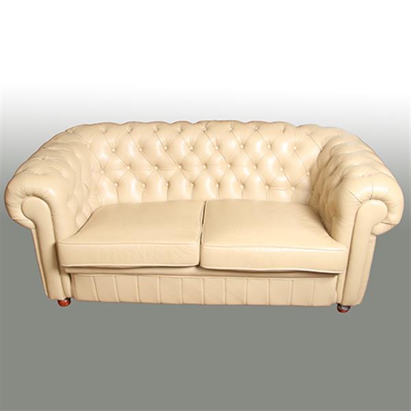 Grote foto vintage chesterfield bank 2 5 seater creme soft seat no.331537 antiek en kunst stoelen en banken