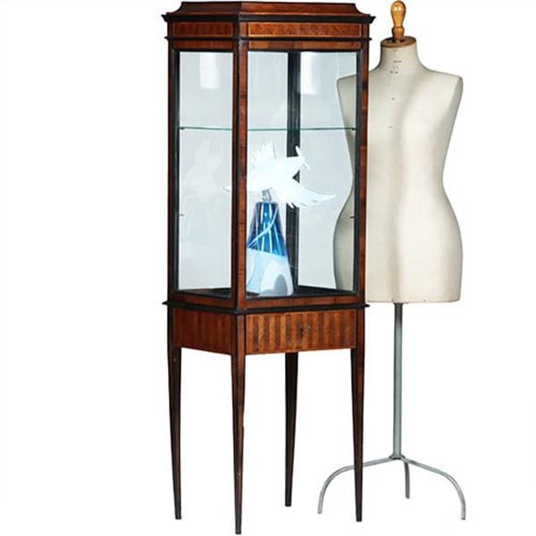 Grote foto vierkante hepplewhite vitrine met glas rondom en een unieke show lade no.360435 antiek en kunst stoelen en banken