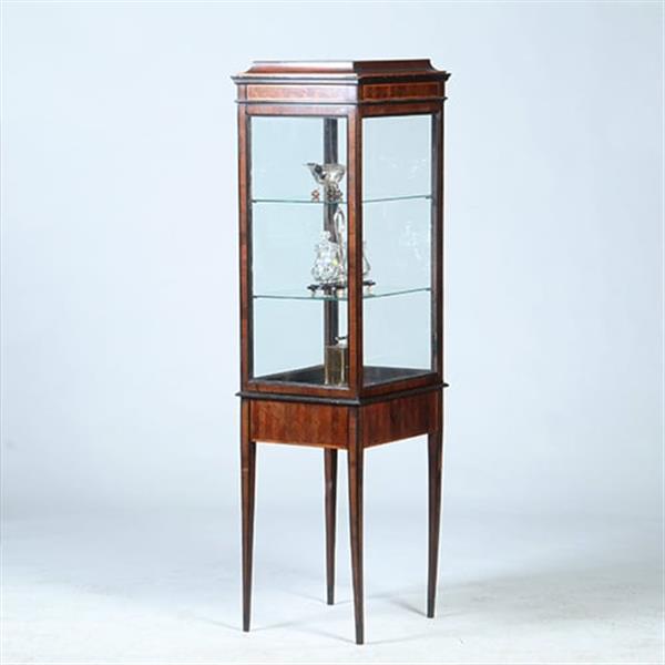 Grote foto vierkante hepplewhite vitrine met glas rondom en een unieke show lade no.360435 antiek en kunst stoelen en banken