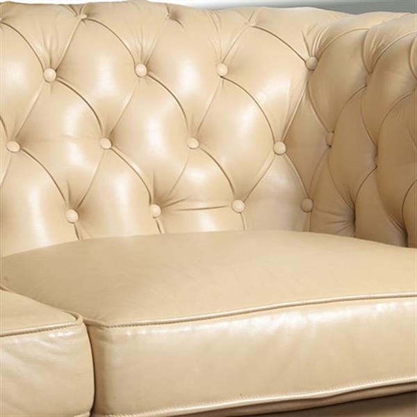 Grote foto vintage chesterfield bank 2 5 seater creme soft seat no.331537 antiek en kunst stoelen en banken