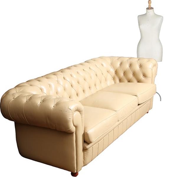Grote foto vintage chesterfield bank 3 seater creme soft seat no.331535 antiek en kunst stoelen en banken