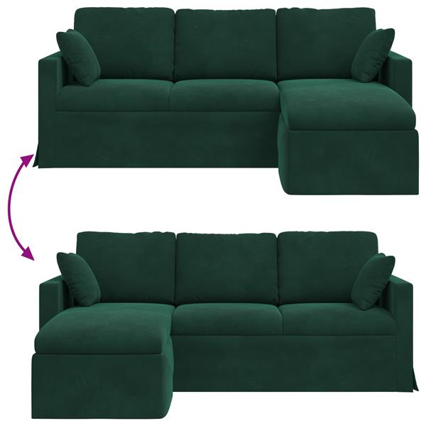 Grote foto vidaxl bank donkergroen 198 x 134 x 80 cm fluweel huis en inrichting bankstellen