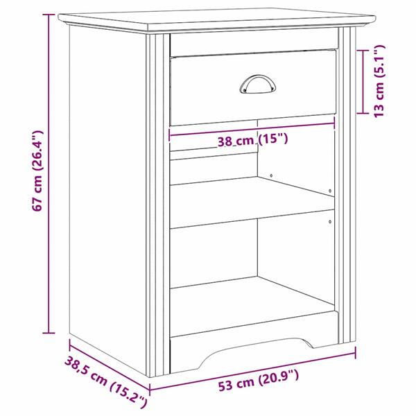 Grote foto vidaxl nachtkastje bodo honingbruin 53 x 38 5 x 67 cm bewerkt hout huis en inrichting complete slaapkamers