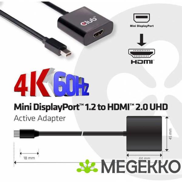 Grote foto club3d mini displayport 1.2 to hdmi 2.0 uhd active adapter computers en software overige computers en software