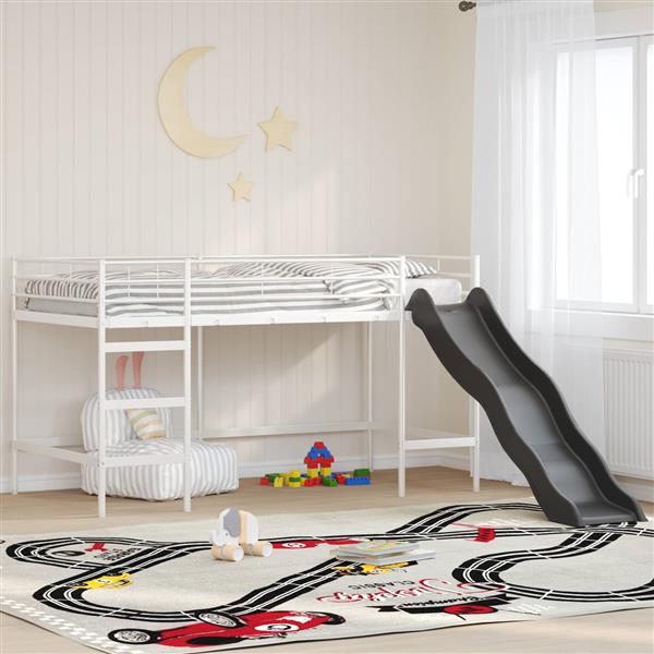 Grote foto vidaxl kinder loft bedframe met glijbaan wit en antraciet 107 x 200 cm antiek en kunst stoelen en banken