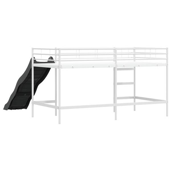 Grote foto vidaxl kinder loft bedframe met glijbaan wit en antraciet 107 x 200 cm antiek en kunst stoelen en banken