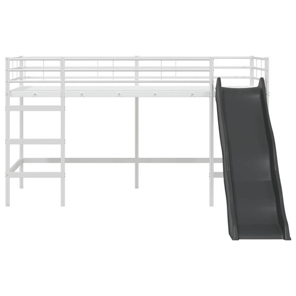 Grote foto vidaxl kinder loft bedframe met glijbaan wit en antraciet 90 x 200 cm antiek en kunst stoelen en banken