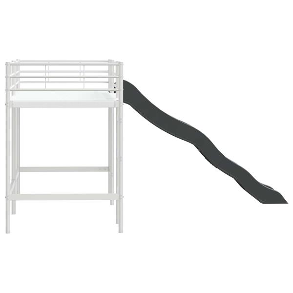 Grote foto vidaxl kinder loft bedframe met glijbaan wit en antraciet antiek en kunst stoelen en banken