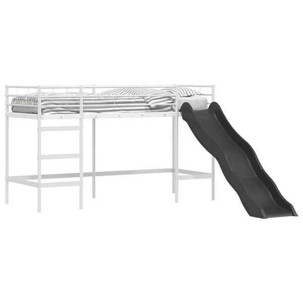 Grote foto vidaxl kinder loft bedframe met glijbaan wit en antraciet antiek en kunst stoelen en banken