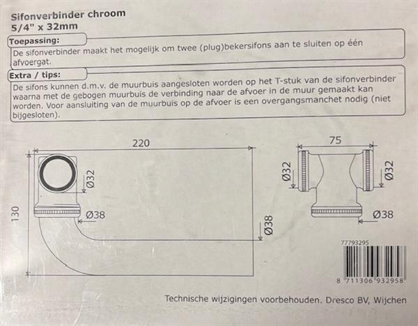Grote foto praxis sifonverbinder chroom doe het zelf en verbouw sanitair