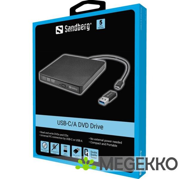 Grote foto sandberg usb c a dvd drive computers en software overige computers en software