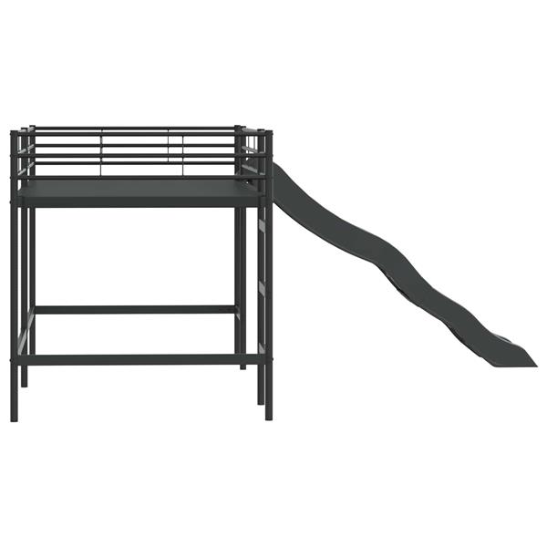 Grote foto vidaxl kinder loft bedframe met glijbaan zwart en anthraciet antiek en kunst stoelen en banken
