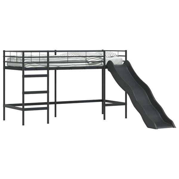 Grote foto vidaxl kinder loft bedframe met glijbaan zwart en anthraciet antiek en kunst stoelen en banken