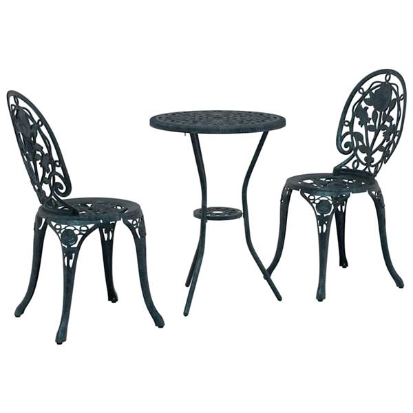 Grote foto vidaxl tuin bistro set 3 pcs groen aluminium tuin en terras tuinmeubelen