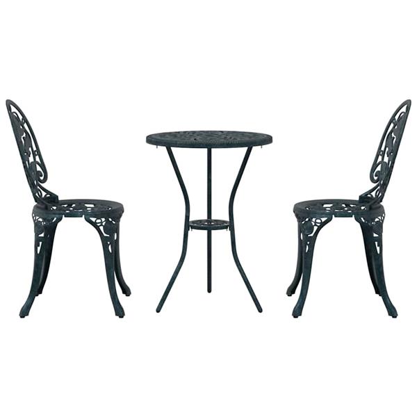 Grote foto vidaxl tuin bistro set 3 pcs groen aluminium tuin en terras tuinmeubelen