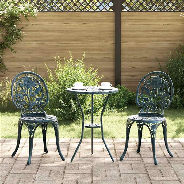 Grote foto vidaxl tuin bistro set 3 pcs groen aluminium tuin en terras tuinmeubelen