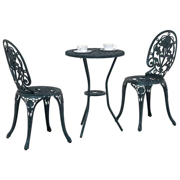 Grote foto vidaxl tuin bistro set 3 pcs groen aluminium tuin en terras tuinmeubelen