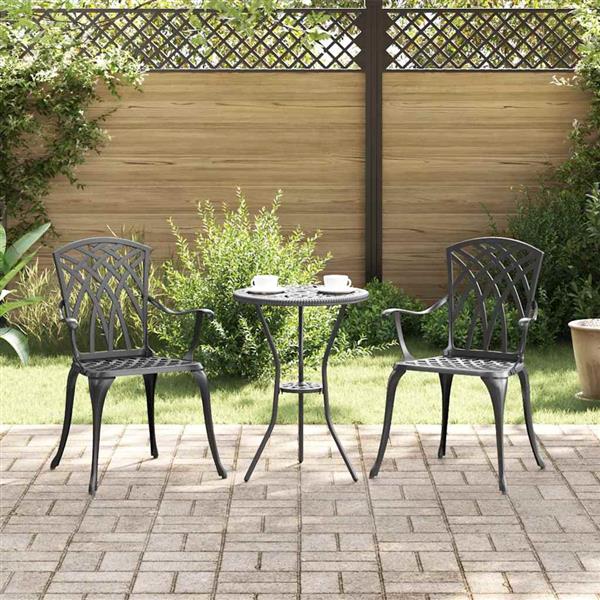 Grote foto vidaxl tuinstoel 2 pcs zwart 53 x 51 x 88 5cm aluminium tuin en terras tuinmeubelen