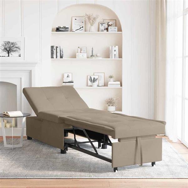 Grote foto vidaxl uittrekbare sofa bed 67cm taupe microvezel huis en inrichting bankstellen