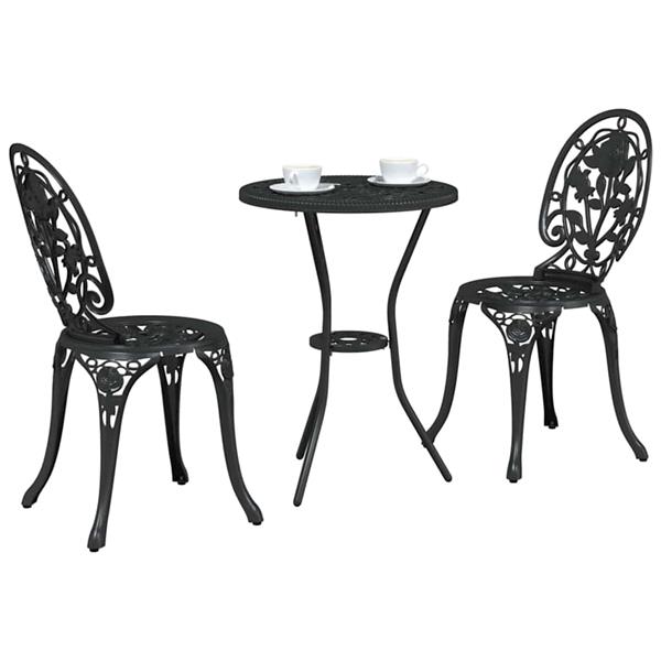 Grote foto vidaxl tuin bistro set 3 pcs zwart aluminium tuin en terras tuinmeubelen