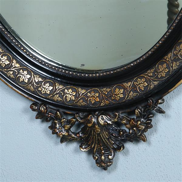 Grote foto ovale spiegel in zwart met zilver bekroond door cupido met pijlen en toorts no.362705 antiek en kunst spiegels