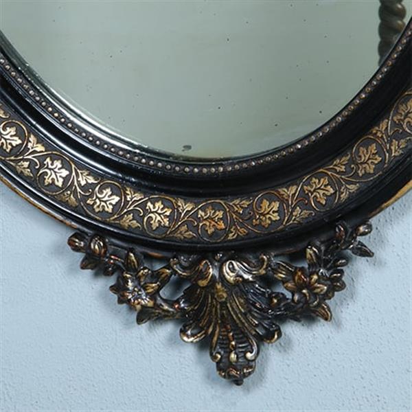 Grote foto ovale spiegel in zwart met zilver bekroond door cupido met pijlen en toorts no.362705 antiek en kunst spiegels