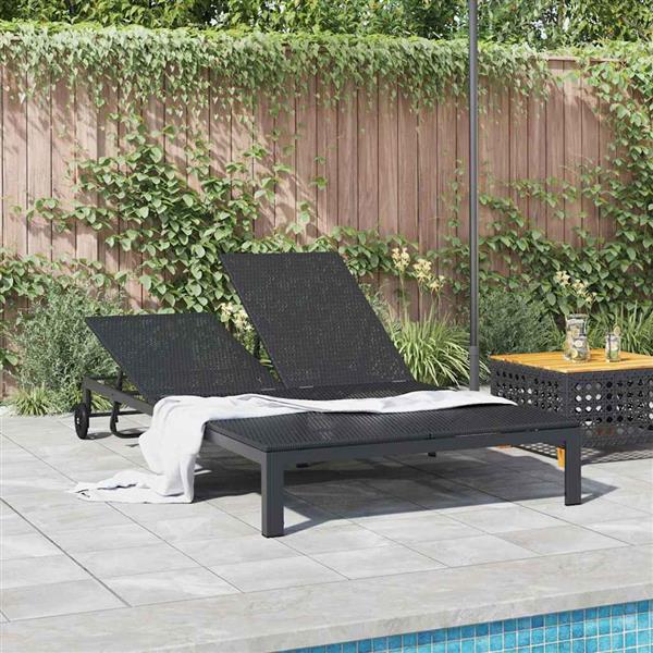 Grote foto vidaxl ligstoel 1 persoon zwart 206 x 62 5 x 74 cm poly rattan tuin en terras tuinmeubelen