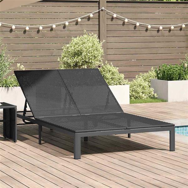 Grote foto vidaxl ligstoel 1 persoon zwart 206 x 62 5 x 74 cm poly rattan tuin en terras tuinmeubelen